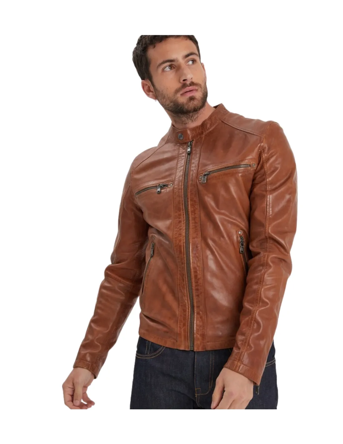Blouson en cuir homme Daytona Ref 54130 Cognac