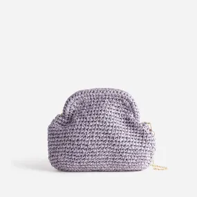 Pochette minaudière en paille papier lilas - Porte-monnaie / Portefeuilles Maroquinerie | ERAM