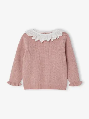Pull en côte perlée bébé lilas poudré - Vertbaudet