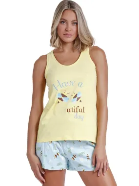 Pyjama short débardeur Beeutiful - Jaune